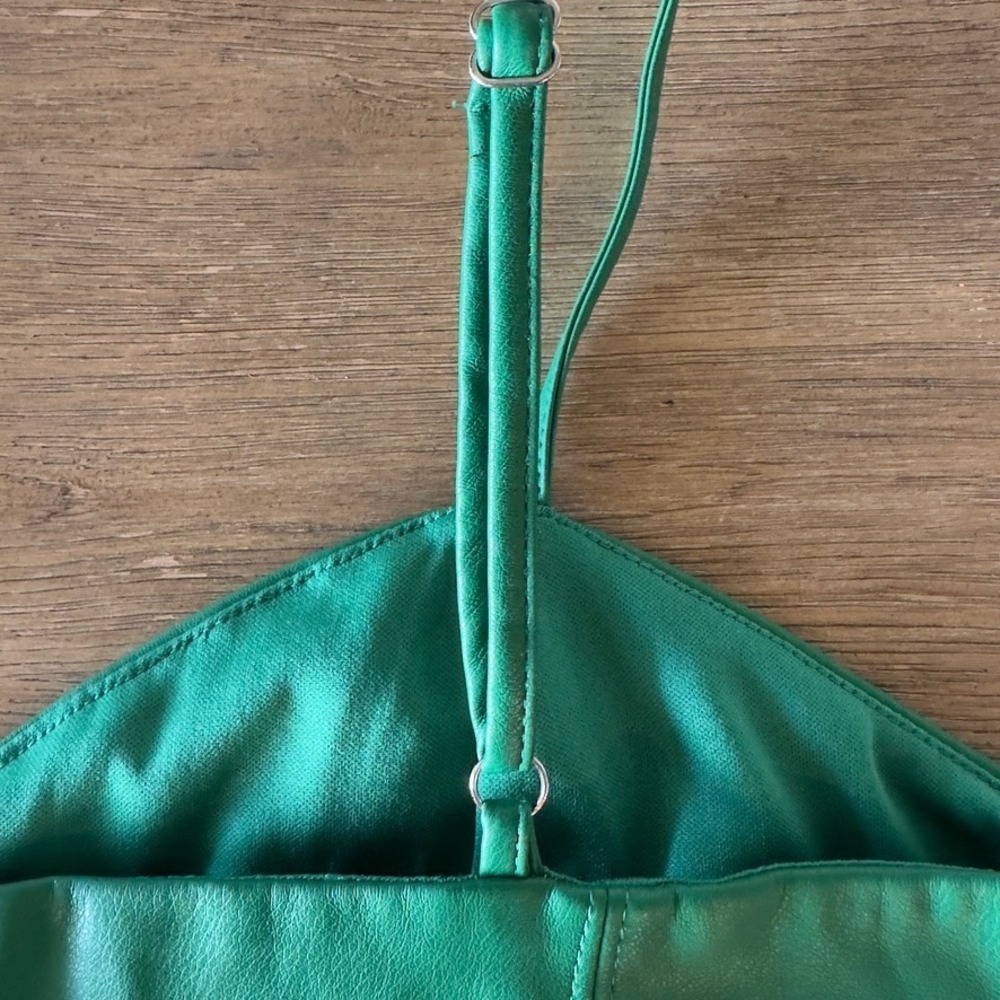 Sans Souci Faux Leather Bralette Crop Top-Emerald Green-Women's Size Med-RRP $78 - Picture 9 of 12